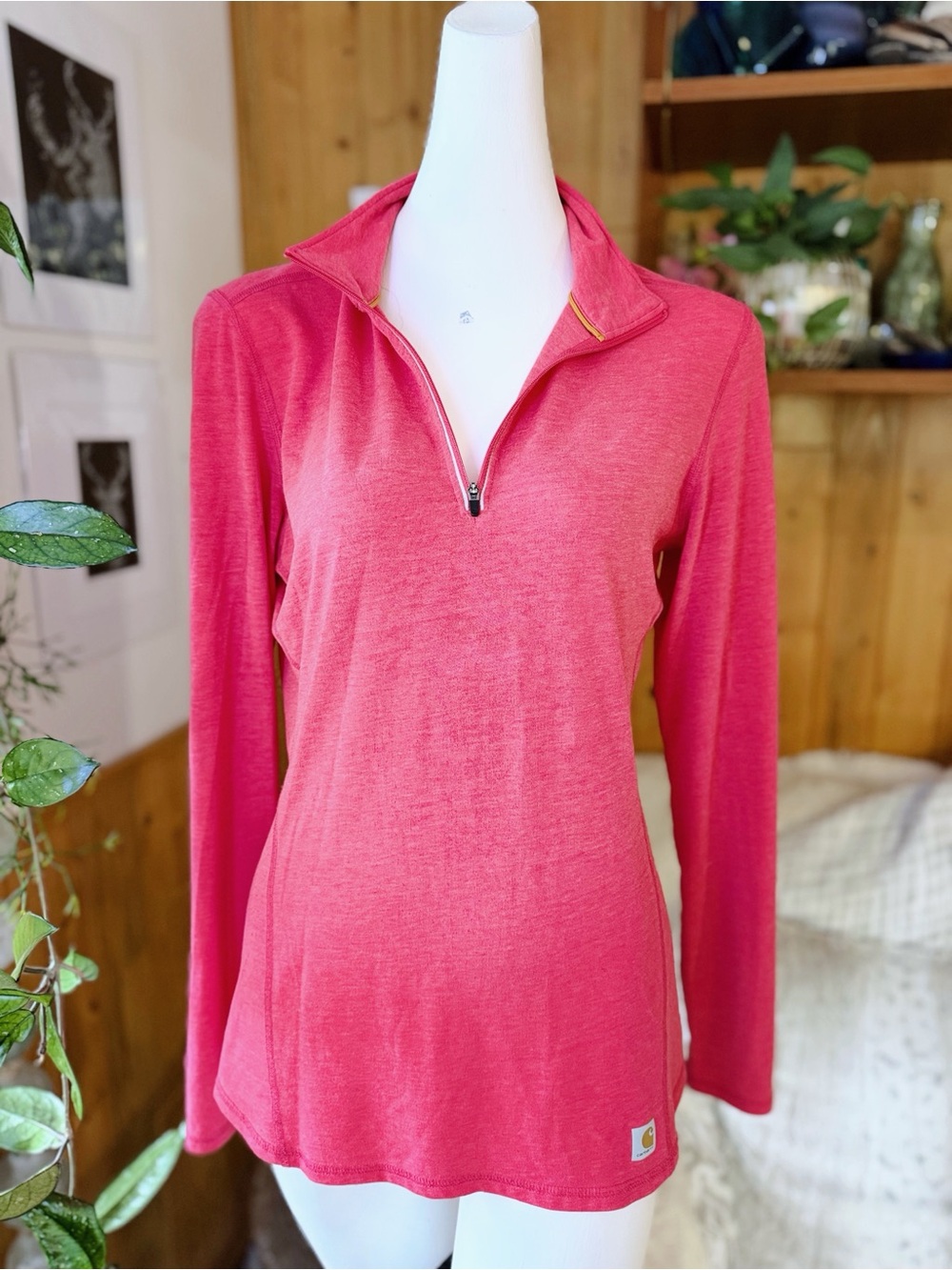 Carhartt Force Pink 1/4 Zip Performance Top Medium EUC